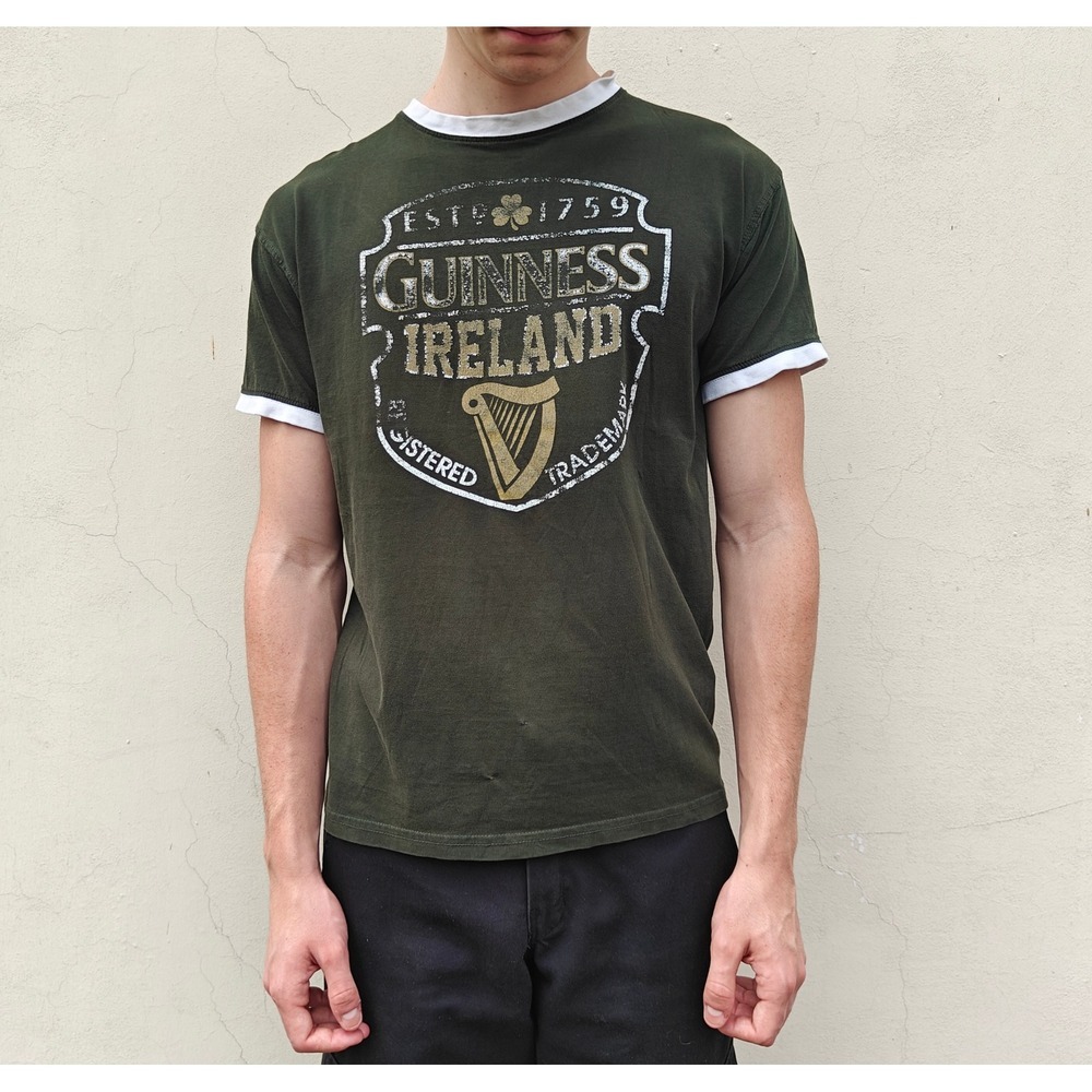 Guinness Ireland Ringer T-Shirt Mens Medium Green Lansdowne Collection Cotton